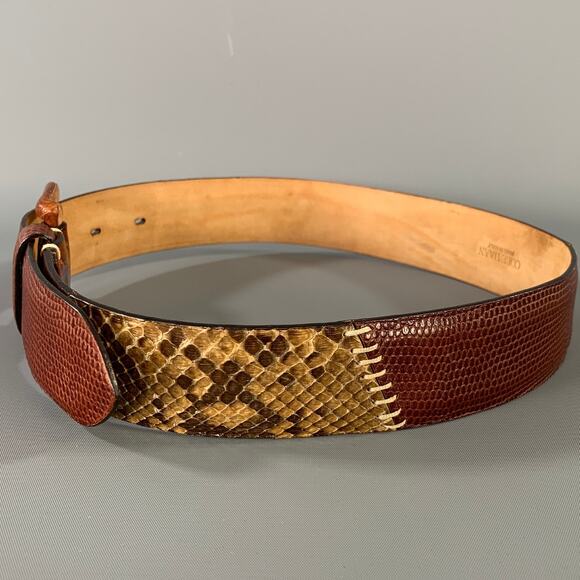 COLE HAAN Waist Size XS Brown Tan Snakeskin Leather Belt main image 9